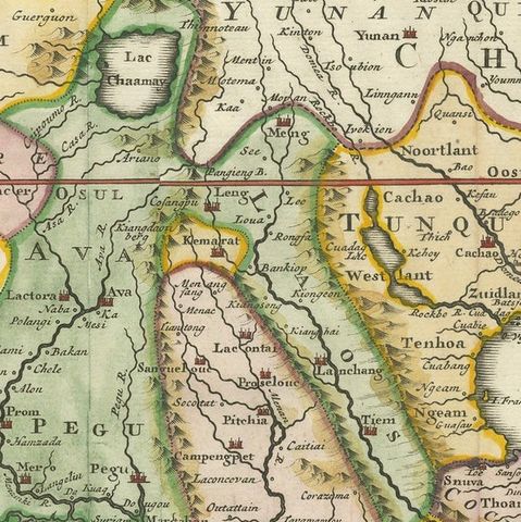 Antique Map of Indochina, the Malaysian Peninsula and Northern Sumatra, close-up 1