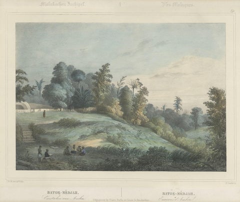 Antique Print of Batu Meja in the Moluccas, Indonesia, c.1845, close-up 1