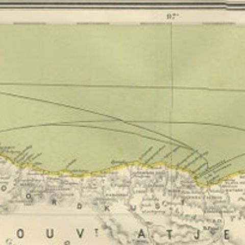 Antique Map of Aceh or Adjeh in Northern Sumatra, Indonesia, 1900, close-up 1