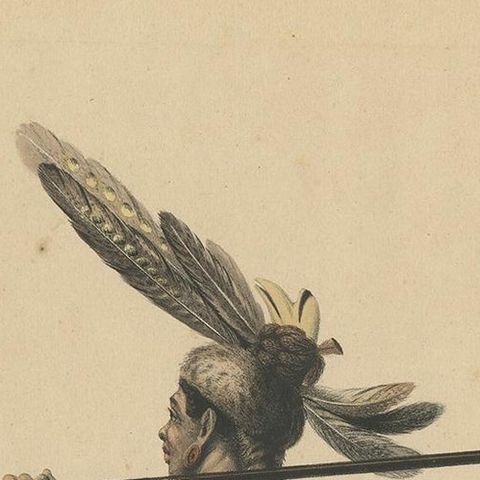 Antique Print with a Native of Borneo ‘Indonesia’ by Temminck, circa 1840, close-up 1