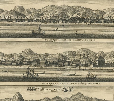 Antique Print of the Trading Posts of Ambon by Valentijn, 1726, view 3