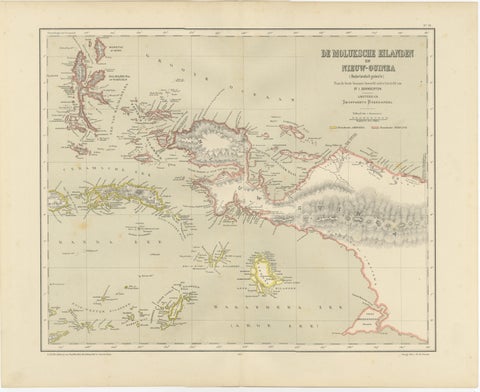Antique Colonial Dutch Map of the Moluccas & New Guinea by Dornseiffen, 1884