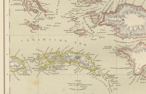 Antique Colonial Dutch Map of the Moluccas & New Guinea by Dornseiffen, 1884, close-up 2