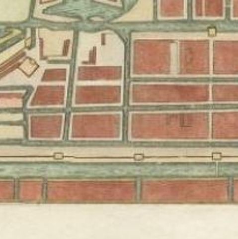 Antique Plan of Batavia in the Dutch East Indies or Nowadays Jakarta, Indonesia, close-up 2