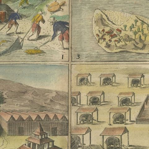Antique Engravings of Mauritius and Indonesia, incl de Banda Islands, c.1730, close-up 4