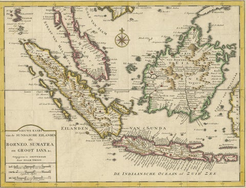 Antique Map of the Sunda Islands Sumatra, Java, Malay Peninsula & Borneo (1739), view 2