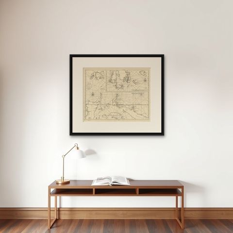 Large Antique Detailed Map of a Part of the Spice Islands, Indonesia, 1726, shown framed on a wall, true to size