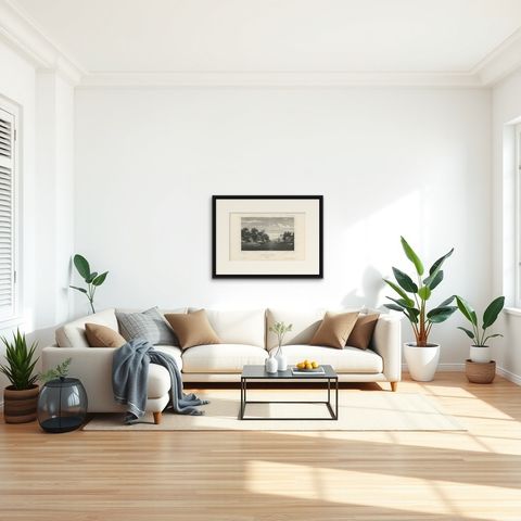 Antique Print of Ambon Island, Indonesia, by Dumont d'Urville, 1833, shown framed in a room, true to size