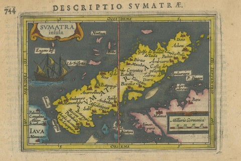 1616 Bertius Map of Sumatra, Singapore and the Straits of Malacca, close-up 5