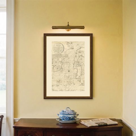 Antique Map of Straits of Makassar by J.W. Norie, Engraved Chart, 1820, shown framed on a wall, true to size