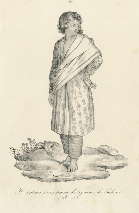 Antique Print of a Native of Timor Island 'circa 1840', view 4