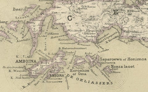 Antique Map of Ceram, Ambon, Banda, Buru, Moluccas by Dornseiffen, 1884, close-up 5