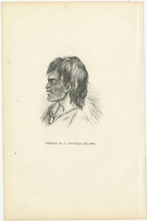 Set of 4 Antique Prints of Natives of Timor, Tahiti, Tasmania & New Zealand 1845, view 5