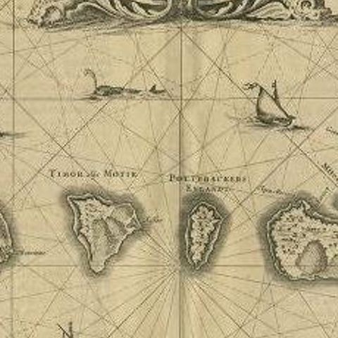 Antique Map of the Moluccas in Indonesia by Janssonius, C.1650, close-up 2