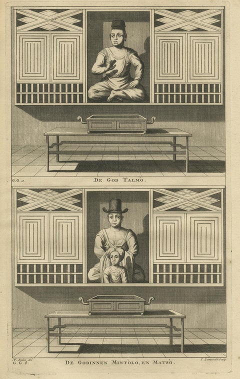Antique Print of Deities of Chinese Buddhism by Valentijn, 1726, view 2