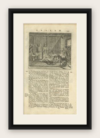 Antique Print of the Capture of the King of Java by Valentijn, 1726, shown framed