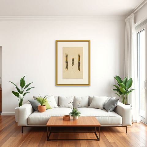 Antique Sugarcane Chromolithograph, Teboe Soerat Njaplong, Java 1892, shown framed in a room, true to size