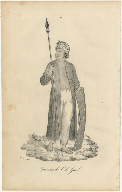 Antique Print of a Warrior from the Island of Guebe, Maluku Islands, view 2