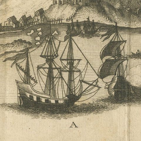 Rare 17th Century Engraving of Solor Island Fort and Bay, Indonesia, circa 1670, close-up 4