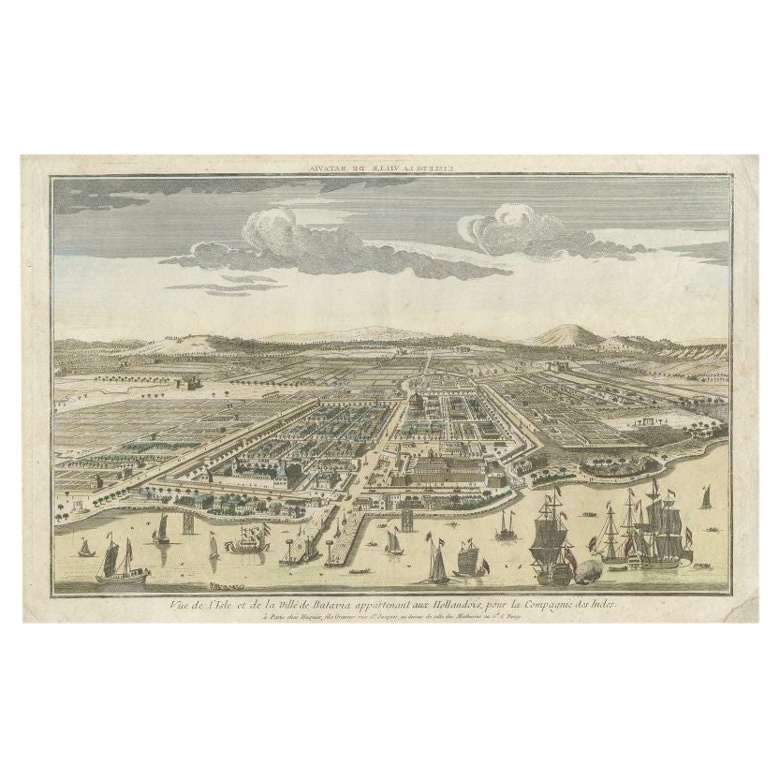 Antique Print of Batavia or nowadays Jakarta, Indonesia, c.1755