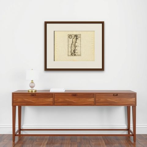 Antique Map of the Island of Java by Van Der Aa, 1725, shown framed on a wall, true to size