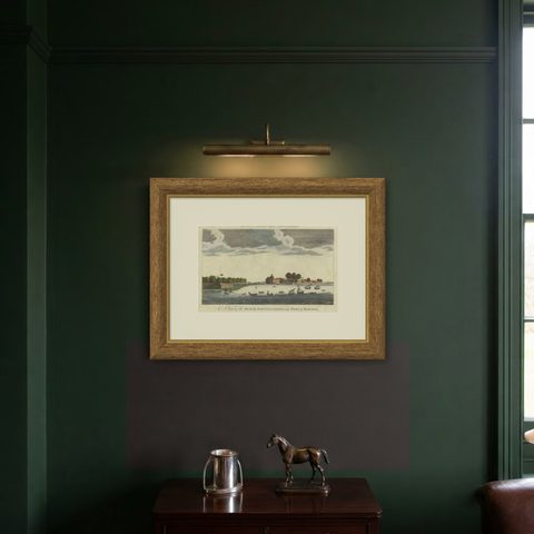1778 View of the Dutch Fortifications and Port of Batavia, Now Jakarta, shown framed on a wall, true to size