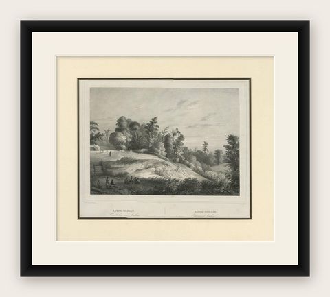Antique Print of Batoe-Medjah 'Ambon, Indonesia' by C.W.M Van de Velde, shown framed