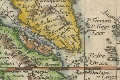 Antique Map of the Sunda Islands Including Sumatra, Java, and Borneo, 1705, close-up 4