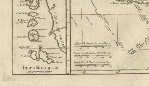 Antique East Indies Map by Rigobert Bonne, Copper Engraving, 1780, close-up 2