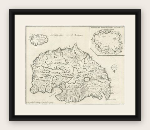 Antique Map of Buru Island, Indonesia, c.1725, shown framed