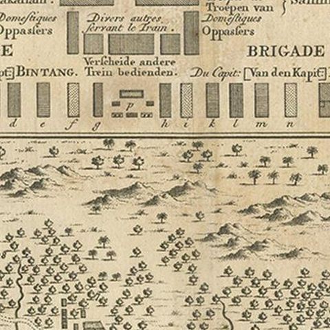Antique Print of the Expedition of Govert Knol from Surabaya to Pangerang, 1750, close-up 1