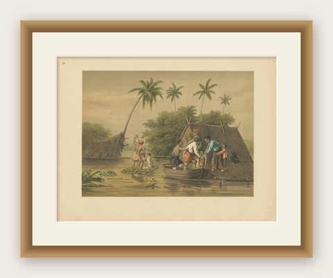 Antique Print of a Flooding near Tegal by M.T.H. Perelaer, 1888, shown framed