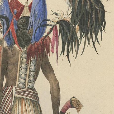 Antique Print with a Native of Solor 'Indonesia' by Temminck, circa 1840, close-up 2