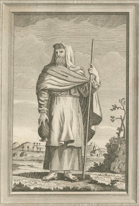 Jesuit Missionary in the Indies, Antique French Engraving by Portier, c.1790, close-up 5