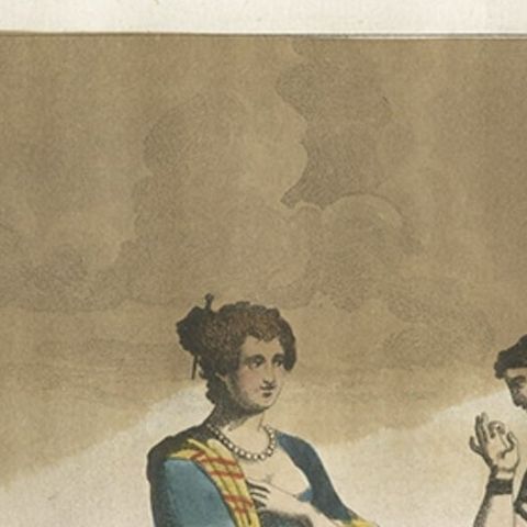Antique Old Hand Colored Print of Javanese in Indonesia, 1827, close-up 2
