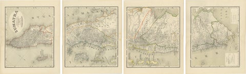 An Impressive Four-Sheet Map Set of Sumatra from the Dutch East Indies, 1884