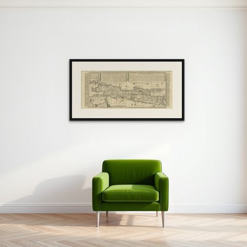 Antique Map of Java by Henri Chatelain, Decorative Print, 1718, France, shown framed on a wall, true to size