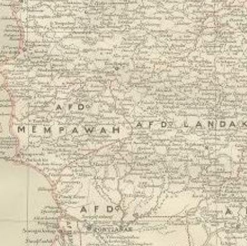 Antique Map of West Kalimantan, Borneo, Indonesia, 1900, close-up 2