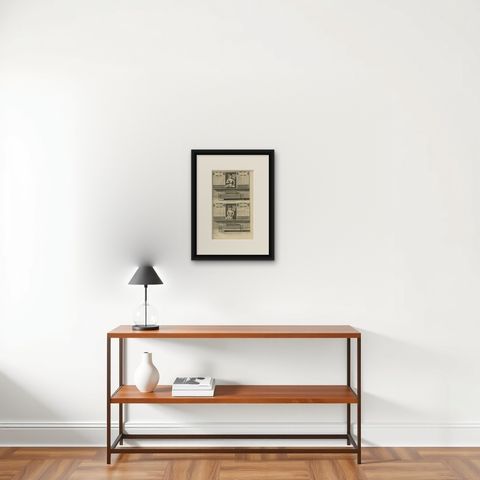 Antique Print of Deities of Chinese Buddhism by Valentijn, 1726, shown framed on a wall, true to size
