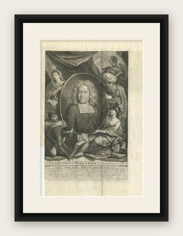 Antique Portrait of Francois Valentijn, a Missionary who worked at Ambon, 1726, shown framed