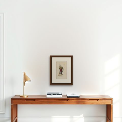 Antique Print of an Inhabitant of Rote Island 'Indonesia' by H. Berghaus, 1855, shown framed on a wall, true to size