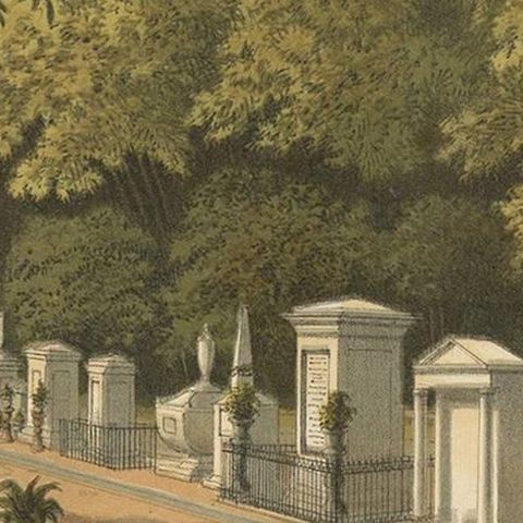 Antique Print of a Cemetery in Buitenzorg by M.T.H. Perelaer, 1888, close-up 2