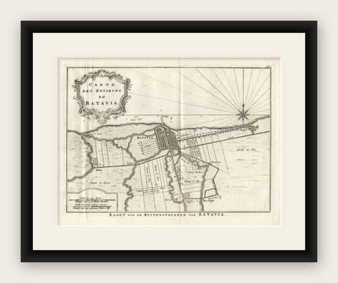 Antique Map of the Region of Batavia by Conrade, 1782, shown framed