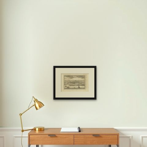 Antique Print of Atjeh by Van der Schley '1756', shown framed on a wall, true to size