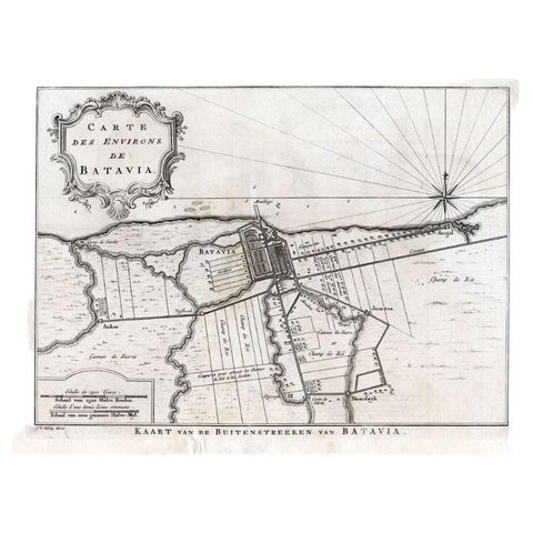 Antique Map of the Region of Batavia by Van Schley, c.1750