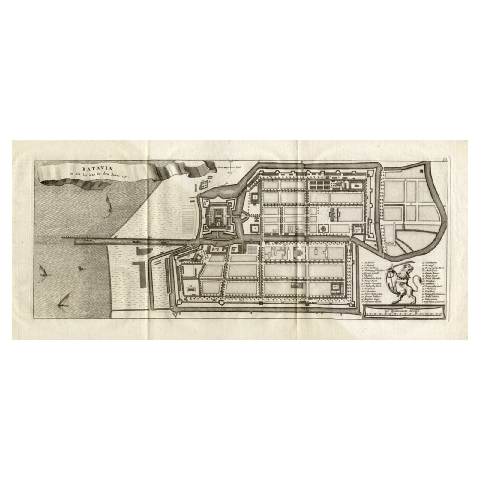 Antique Map of Batavia 'Jakarta, Indonesia', the Dutch East-Indies, 1782