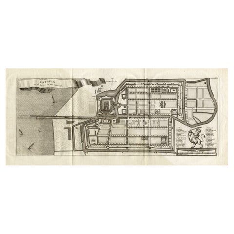 Antique Map of Batavia 'Jakarta, Indonesia', the Dutch East-Indies, 1782