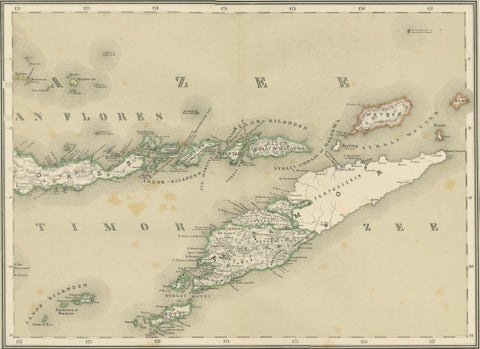 Antique Two-Sheet Map of the Lesser Sunda Islands, Dutch East Indies, 1884, close-up 6