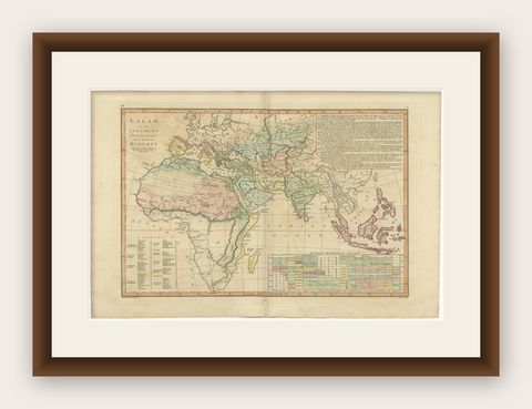 Islamic World Map with Africa, Middle East, India, Indies, Wilkinson 1817, shown framed
