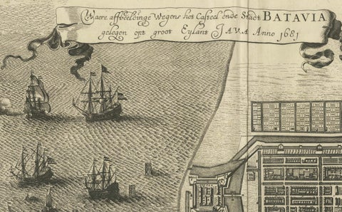 Rare 1681 Map of Batavia: Detailed Dutch Colonial Era Cartography, 1681, close-up 4